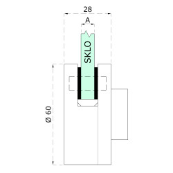 Svorka skla koncová, sklo 8 - 12 mm, brúsená AISI 304 Svorka skla koncová, sklo 8 - 12 mm, brúsená AISI 304